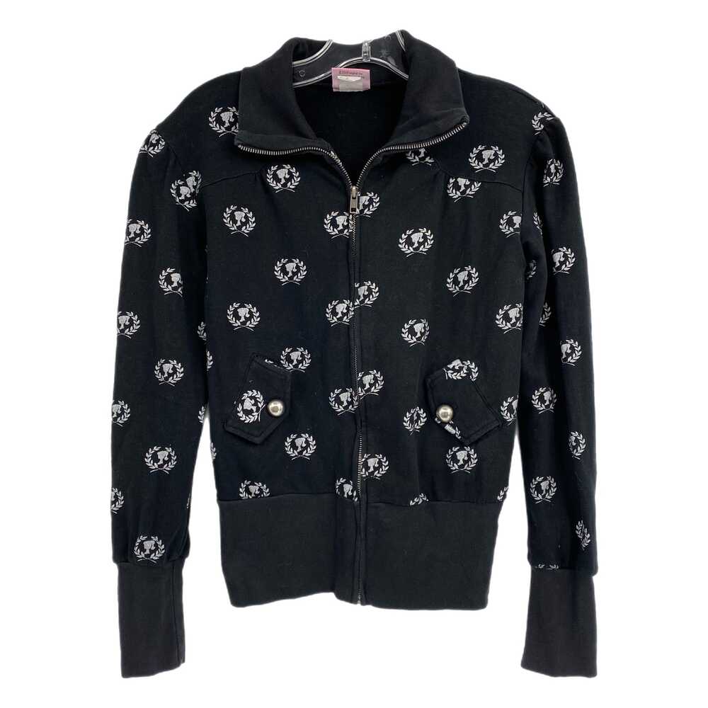 Patricia Field Black Silver Barbie Glitter Zip-Up Sweatshirt | Size M